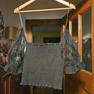 Jealous Tomato Women's Off Shoulder Crop Top - Size Medium - Black